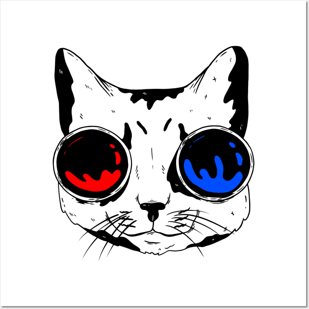 funny cat – Meowtrix (red pill or blue pill) Wall Art by LiveForever